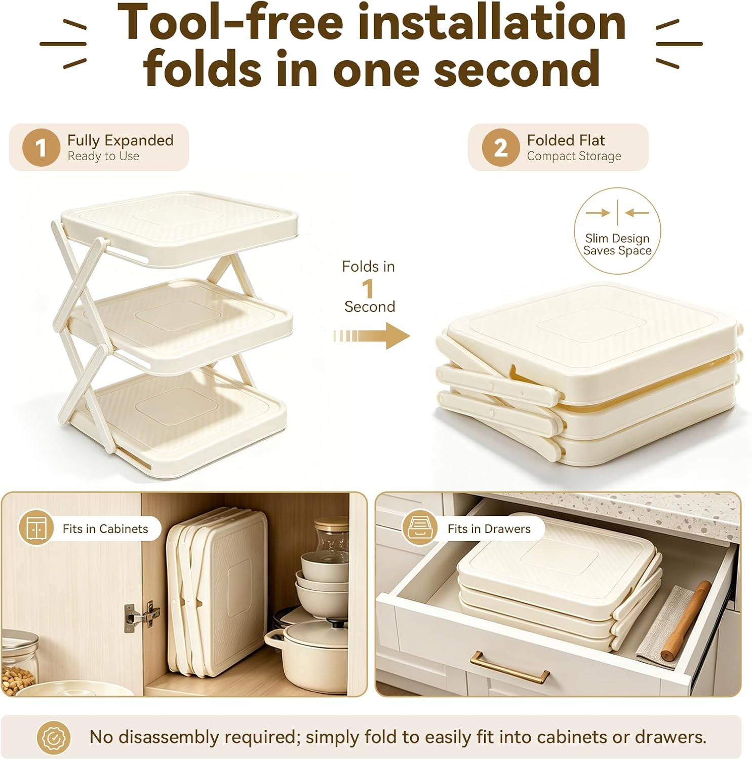 Foldable 3-Layer Rack Organizer