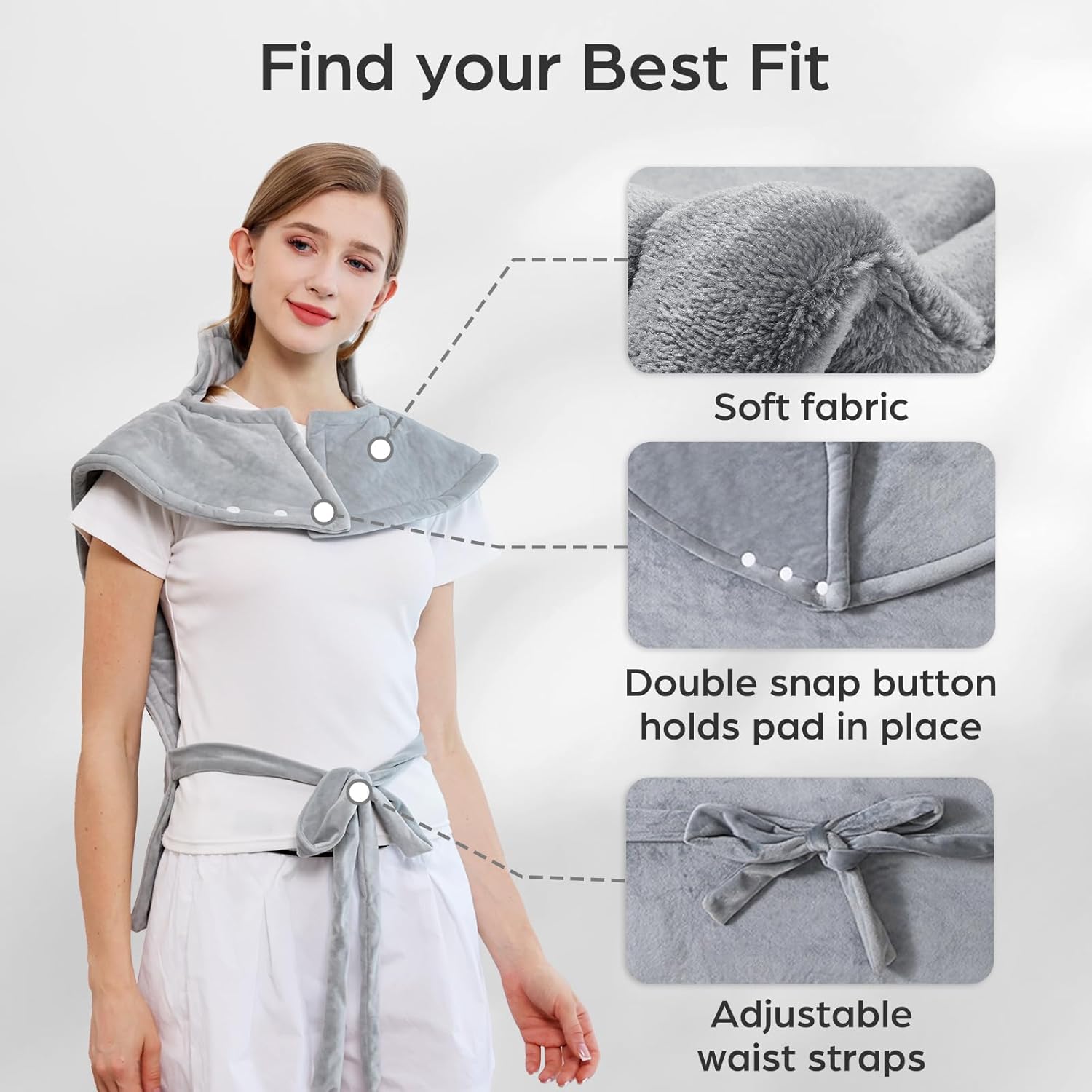 Electric Heating Pad for Neck, Shoulder & Back Pain Relief