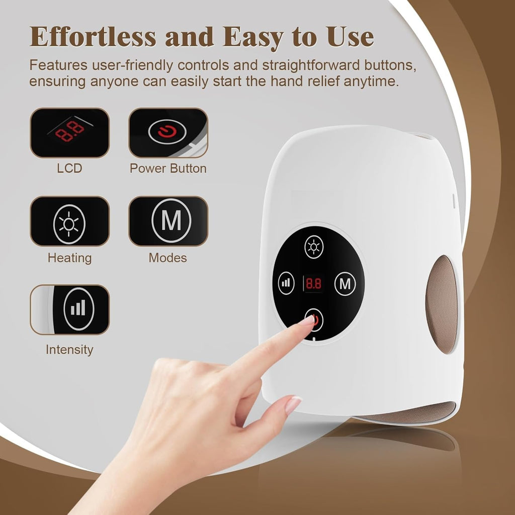Cordless Hand Massager with Heating & Airbag Kneading Technology