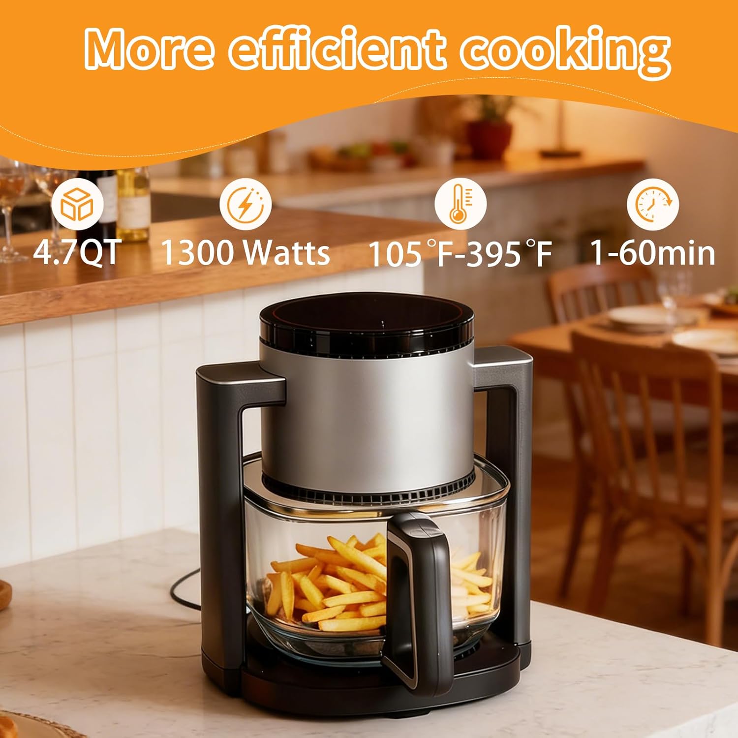 Glass Air Fryer With 10 Preset Cook Modes
