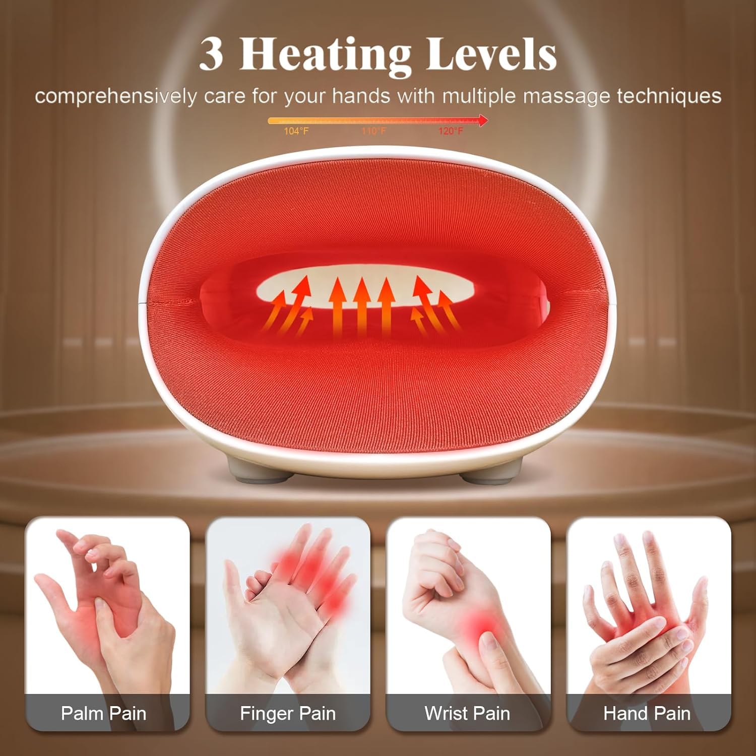 Cordless Hand Massager with Heating & Airbag Kneading Technology