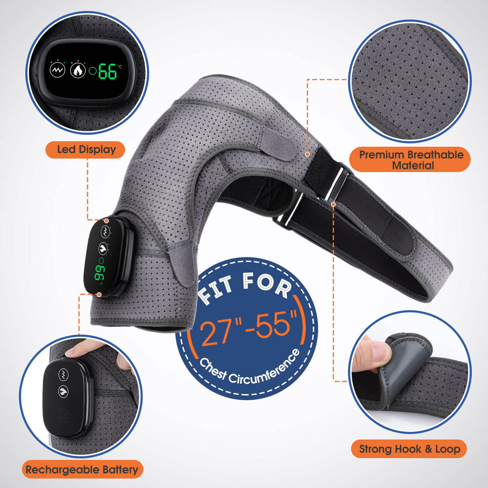 2-In-1 Electric Heated Physiotherapy Shoulder Massager Belt