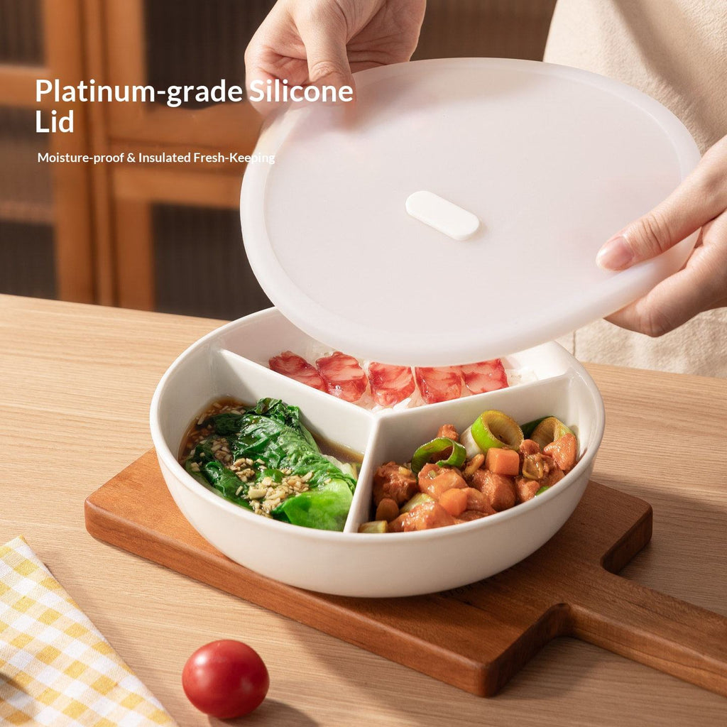 3 Compartment Steaming Ceramic Plate