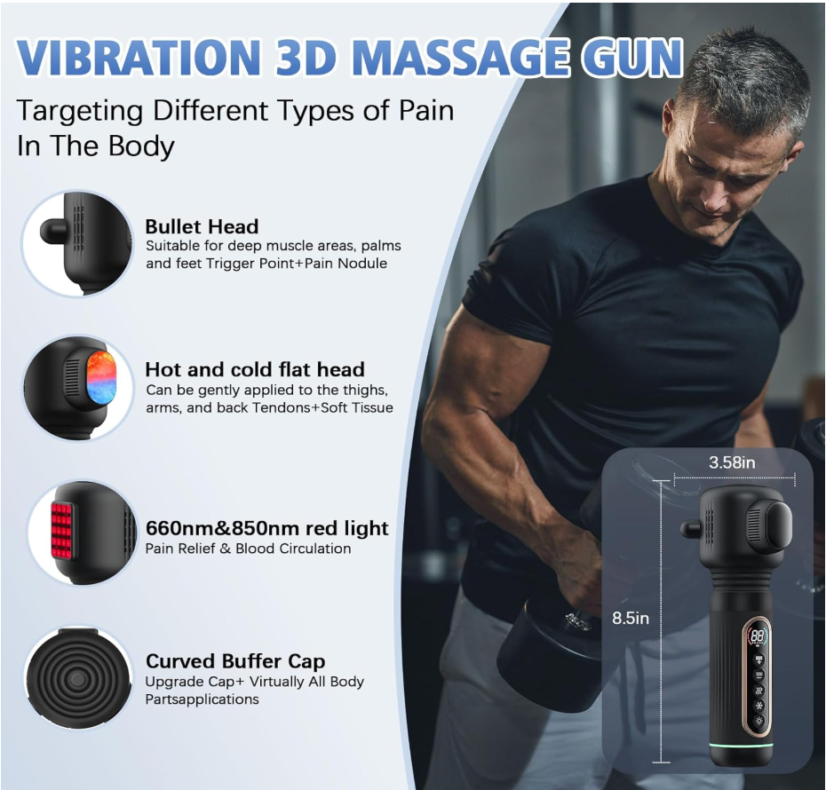 Hand-Held Deep‑Tissue Muscle Therapy Massager