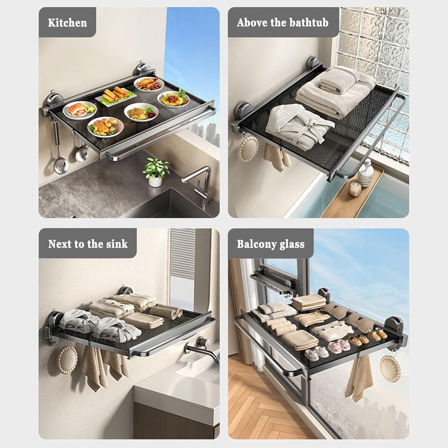 Wall Mounted Collapsible Organiser with Suction Cup