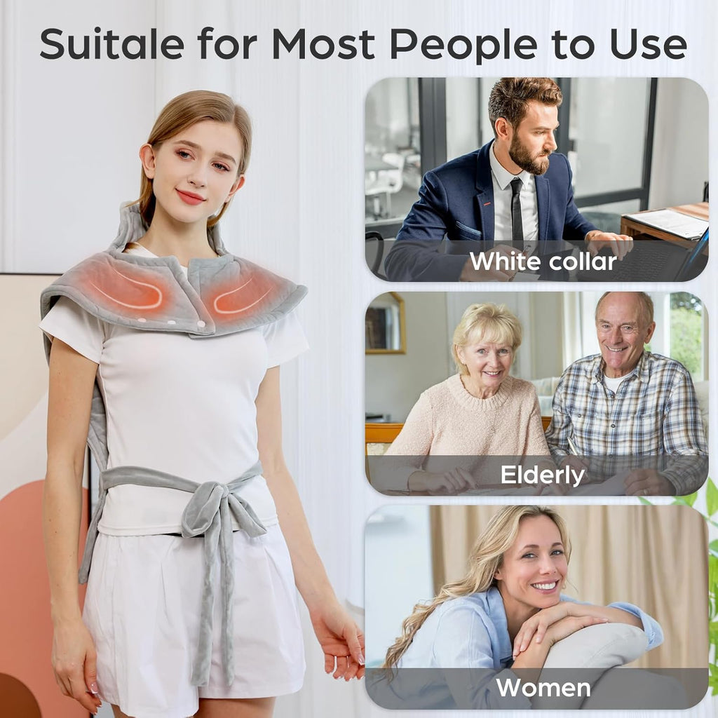 Electric Heating Pad for Neck, Shoulder & Back Pain Relief