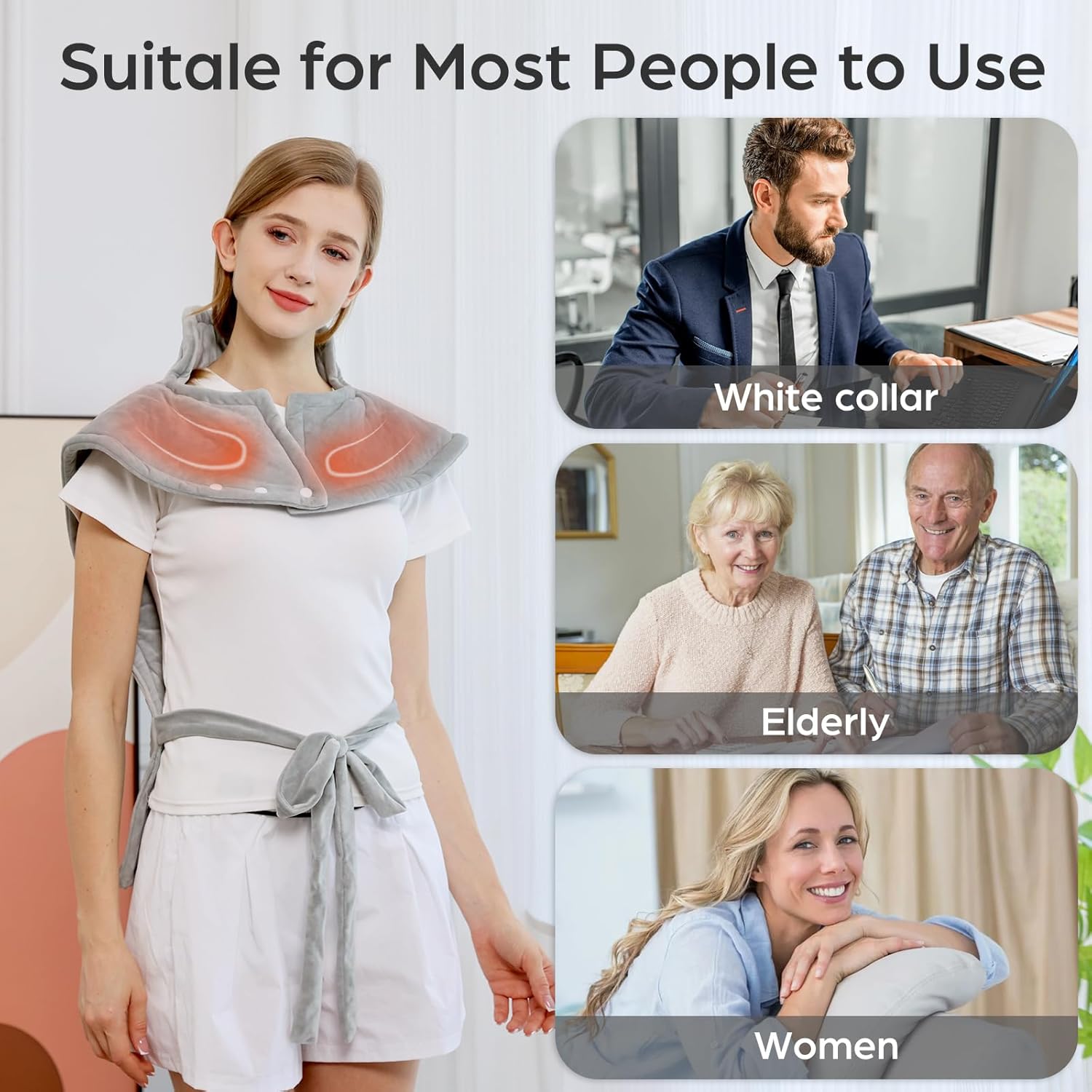 Electric Heating Pad for Neck, Shoulder & Back Pain Relief