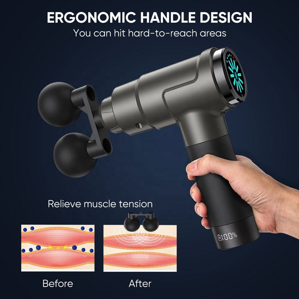 Double Head Deep Tissue Massager Gun With Touch Control