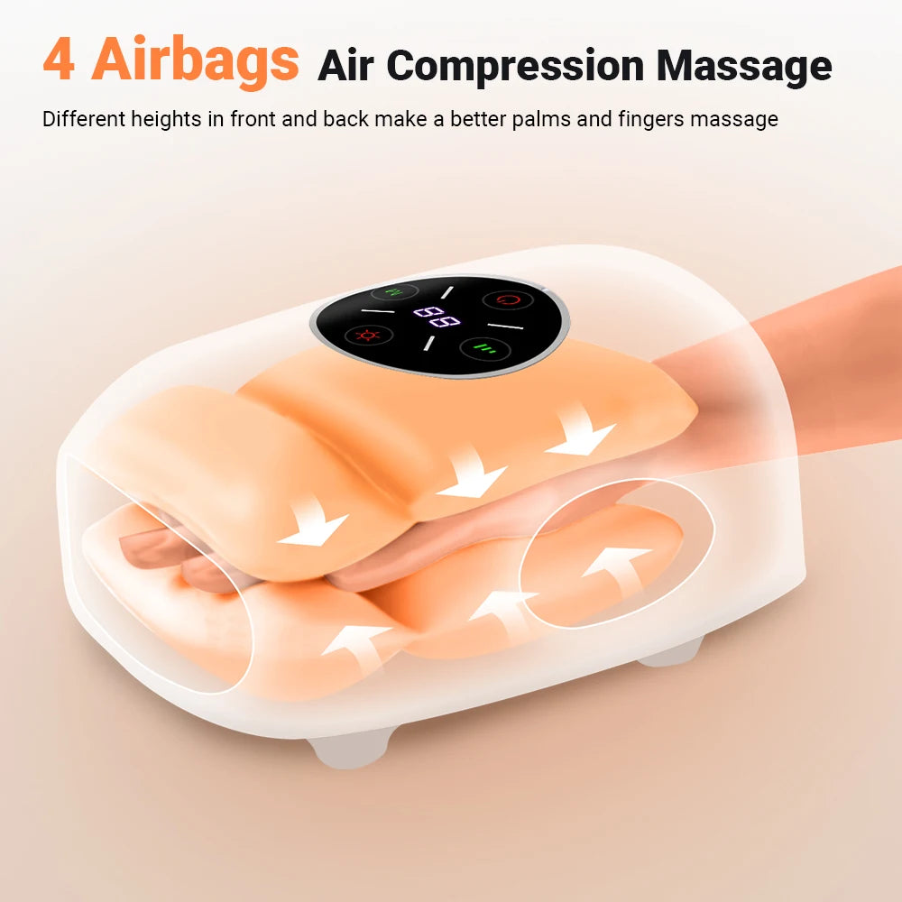 Cordless Hand Massager with Heating & Airbag Kneading Technology