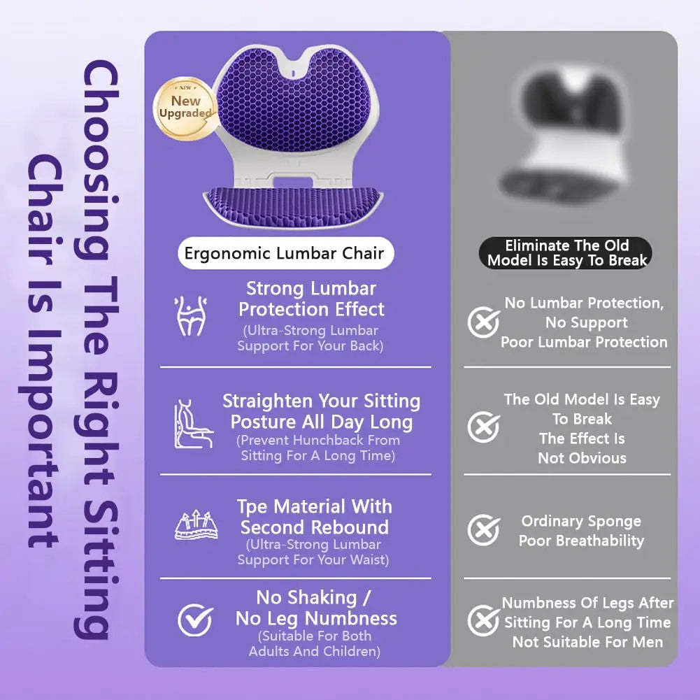 Gel Cushion With Foldable Lumbar Support Seat