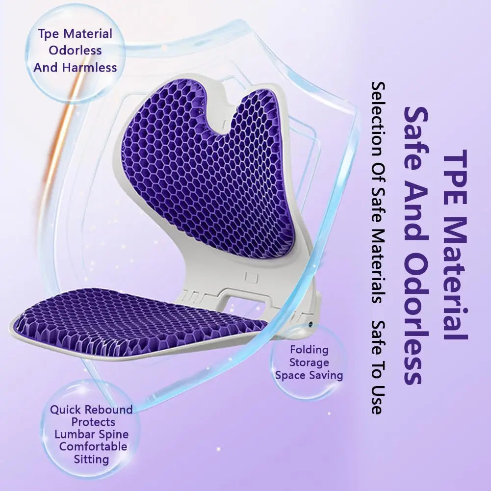 Gel Cushion With Foldable Lumbar Support Seat