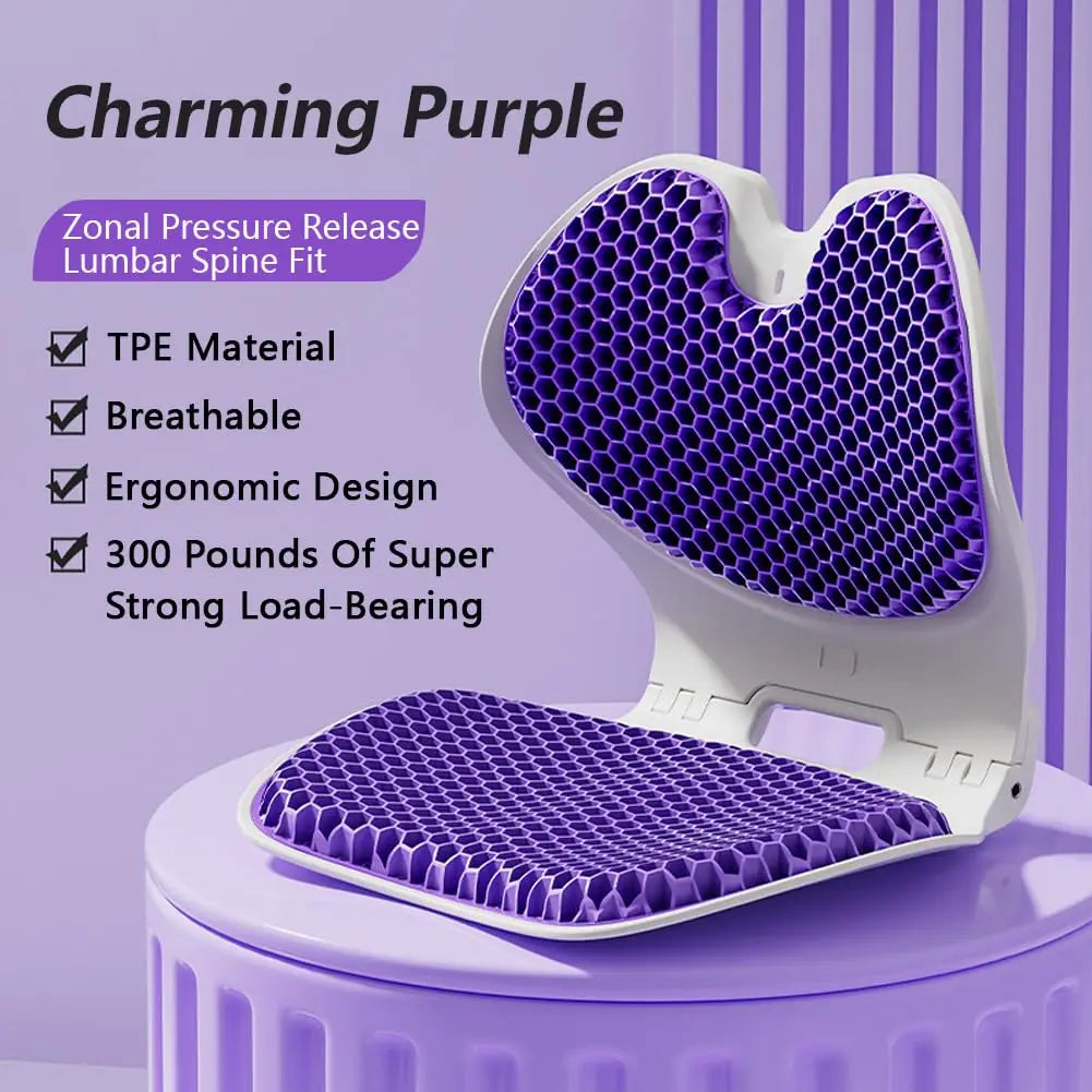 Gel Cushion With Foldable Lumbar Support Seat