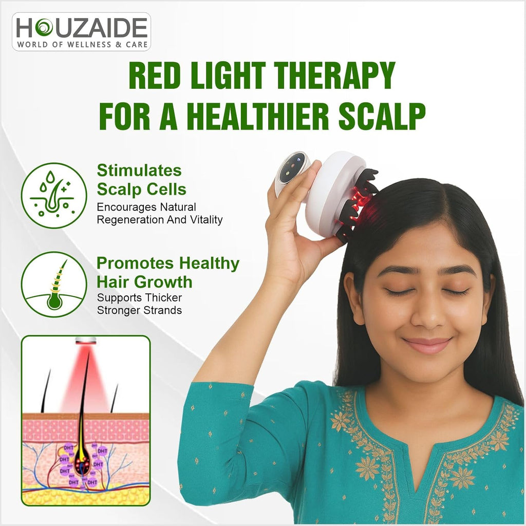 Waterproof Electric Scalp Head Massager with Red Light Therapy
