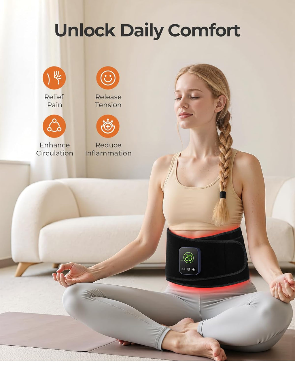 Rechargeable Massage Belt with Red Light Therapy