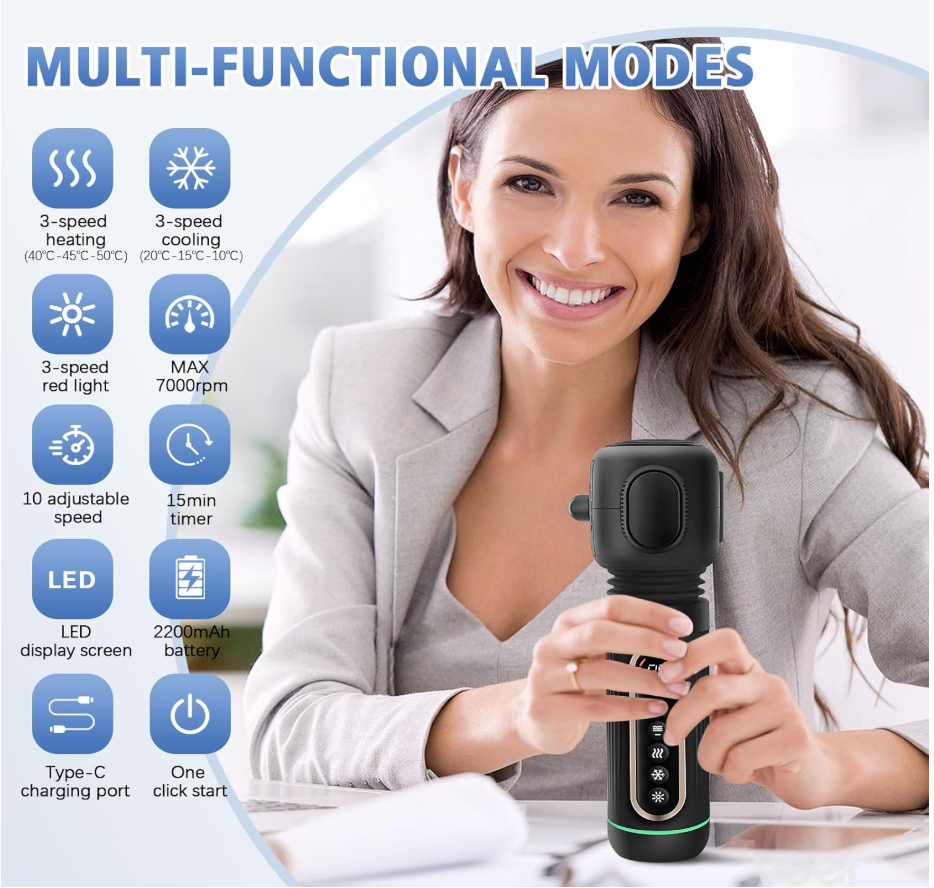 Hand-Held Deep‑Tissue Muscle Therapy Massager